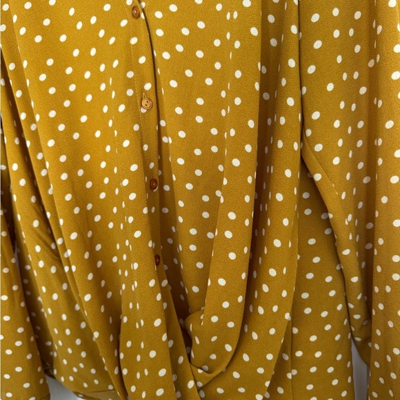 All in Favor Mustard Polka Dot Blouse - Picture 5 of 5